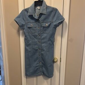 NWT fashion nova Blue Denim Button-Up Dress size small